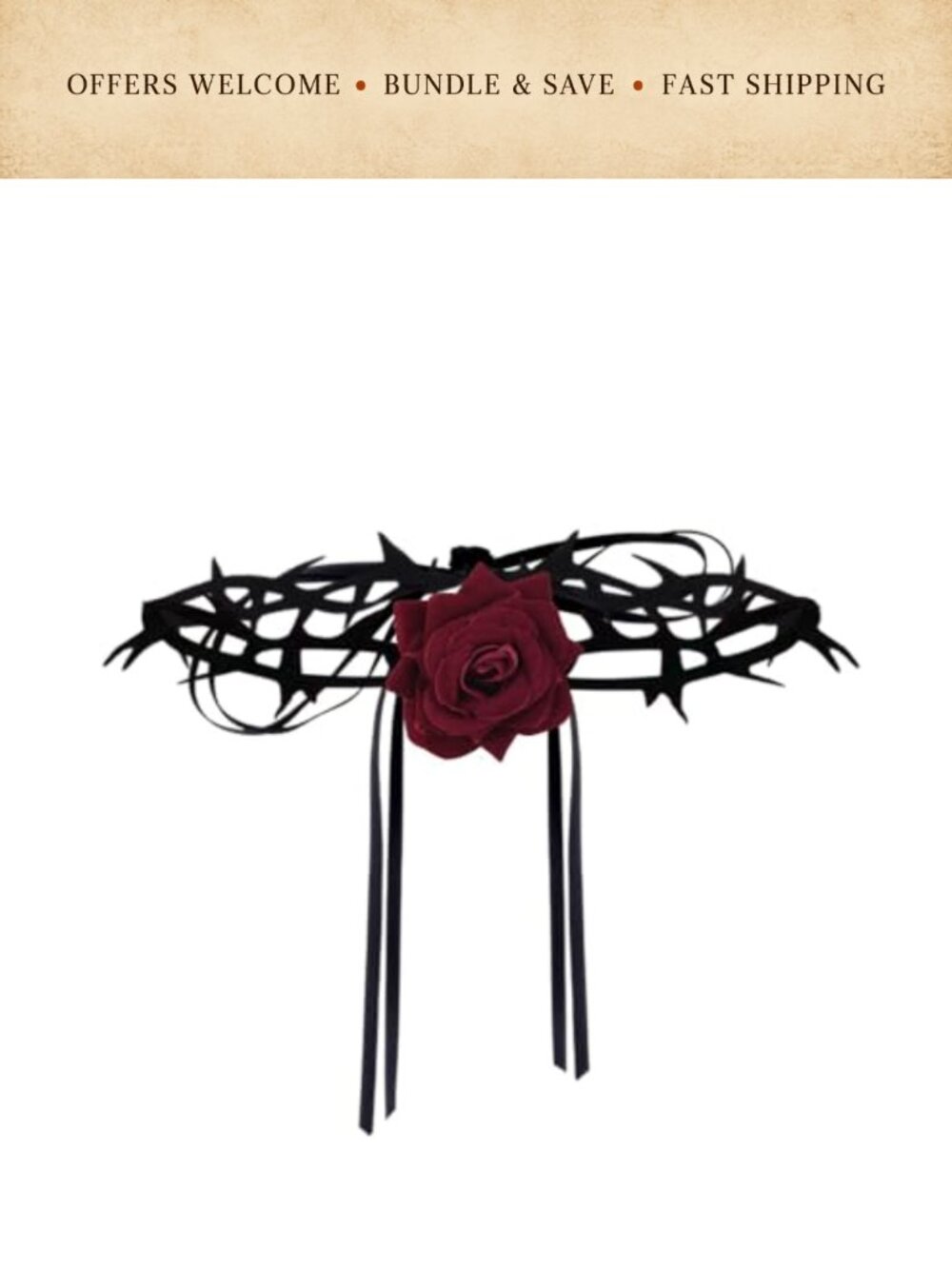 Gothic Rose Choker Necklace Adjustable Zinc Costume Party